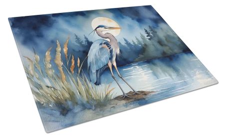 Decorative Blue Heron Glass Cutting Board – Tempered Glass for Chopping & Serving