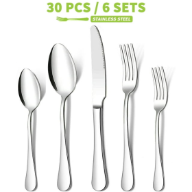 30 Pieces Stainless Steel Flatware Cutlery Set for 6