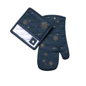 2-Pack Celestial Oven Mitt & Pot Holder Set by Thyme & Table – Starry Kitchen Essentials