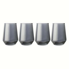 Modern Angled Stemless Wine Glass Set in Smoke Finish – Thyme & Table, 4-Piece