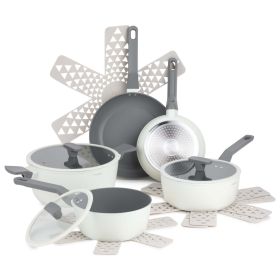 Thyme & Table Off White Eden Cookware Set - 12-Piece Timeless Design