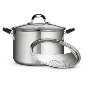 Tramontina Lock-and-Drain 8 Quart Stainless Steel Stock Pot for Effortless Draining and Efficient Cooking