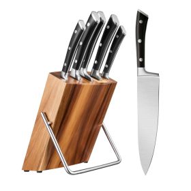 D.Perlla German Stainless Steel 6-Piece Knife Set with Stylish Wood Block