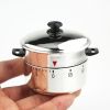 Silvery 60-Minute Mechanical Timer in Pot Shape for Accurate Kitchen Timing and Fun Cooking Sessions