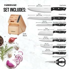 Farberware Edgekeeper 16-Piece Triple-Rivet Cutlery Block Set with Built-In Sharpener