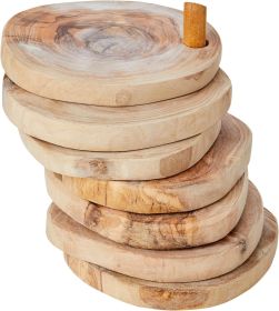 Golden Grove Olive Wood Coasters – 7-Piece Set & Holder