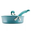 Cook + Create Aluminum Nonstick Saute Pan with Lid 3qt Agave Blue