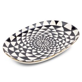 Stoneware Oval Serving Platter with Medallion Print – Thyme & Table Collection