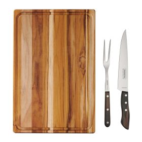 Tramontina Complete Carving Set: Full Tang Fork, Half Tang Knife & Cutting Board