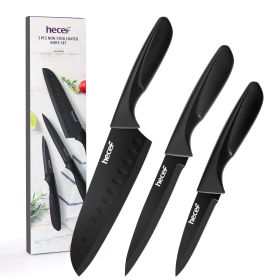 Hecef 3 Pieces Knife Set, Sharp Stainless Steel Chef Knives-Santoku Knife, Utility Knife, Paring Knife