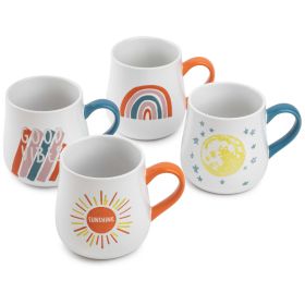 Sunshine Good Vibes Coffee Mug Set by Thyme & Table, 4-Piece Stoneware