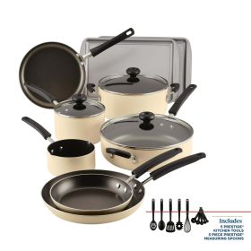 Farberware 22-Piece Nonstick Cookware Set - Easy Clean Almond Collection