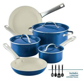 Farberware NEW Vibrance 12-Piece Nonstick Cookware Set - Blue Ceramic Delight