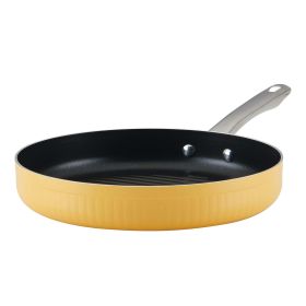 Farberware 11.25" Deep Round Nonstick Grill Pan – Sunshine Yellow for Happy Cooking