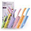 Hecef Stainless Steel Knife Set, 6-Piece with Colorful Coating & Blade Guards