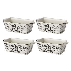 Thyme & Table 7-Inch Dot Ceramic Mini Loaf Dish Bake & Serve Set