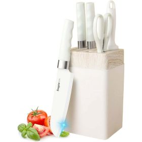 All-White Kitchen Knife Set – 6-Piece Stainless Steel with Non-Stick Coating