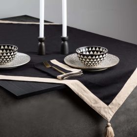 Handmade Black Gold Table Throw by Thyme & Table – Refined Touch for Your Space