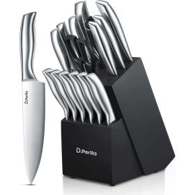 16-Piece Stainless Steel Knife Set with Black One-Piece Wood Block – Ultimate Kitchen Upgrade