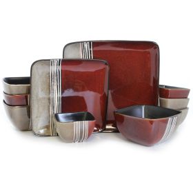 Elama Downtown Loft 16 Piece Double Bowl Stoneware Dinnerware Set with Service for 4 Elama Downtown Loft 16 Piece Double Bowl Stoneware Dinnerware Set with Service for 4