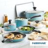 Farberware 15-Piece Vibrant Aqua Aluminum Nonstick Cookware Set