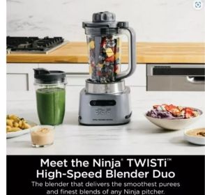 Ninja TWISTi High-Speed DUO Blender – 34oz Capacity with 3 Auto-iQ Programs