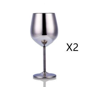 Stainless steel wine glass (Option: 2PC Stainless steel)