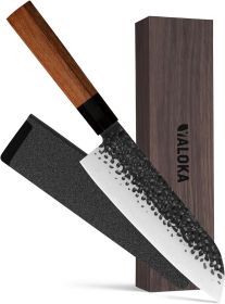 8" 3 Layers 9CR18MOV High Carbon Steel Professional Japanese Gyuto Chef Knife- Hand Hammered Blade Kitchen Knife. (Option: Santoku Knife)