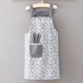 Cute Rabbit Ears Apron: Adjustable Polyester Cotton Chef Apron with Large Pockets (Color: Grey)