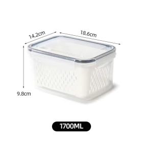 Refrigerator Organizer Storage Box: Fruit and Vegetable Containers with Drain Basket (Color: 1700ML)