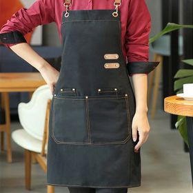 Multipurpose Waterproof and Oil-Proof Apron with Pockets, Perfect for Coffee Bars and Restaurants (Color: Black)