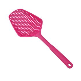 Non-Stick Plastic Colander – Long Handle for Effortless Draining (Color: Rose Red)