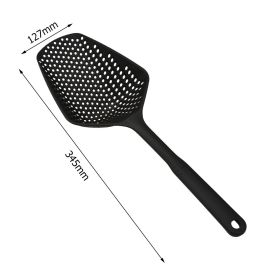 Non-Stick Plastic Colander – Long Handle for Effortless Draining (Color: Black)