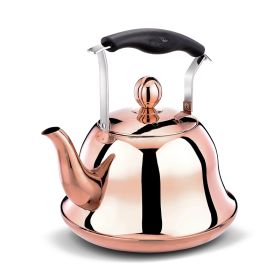 Serenk Traditional Rapid Boil Turkish Tea Pot, Top Tea Kettle, 2 Lids, Extra Strong Forged Thermo-Capsule Bottom, High Quality18/10 Stainless Steel, (Color: Rose Gold)