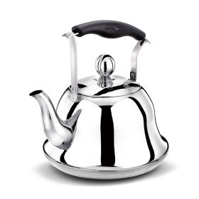 Serenk Traditional Rapid Boil Turkish Tea Pot, Top Tea Kettle, 2 Lids, Extra Strong Forged Thermo-Capsule Bottom, High Quality18/10 Stainless Steel, (Color: silver)