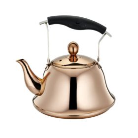 Serenk Traditional Rapid Boil Turkish Tea Pot, Top Tea Kettle, 2 Lids, Extra Strong Forged Thermo-Capsule Bottom, High Quality18/10 Stainless Steel, (Color: gold)