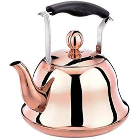 Rose Gold Stainless Steel Kettle; Streamlined Spout; Anti-scalding Handle;  Loud Whistling Stove Top Tea Kettle (Sizes Vary) (size: 3L)