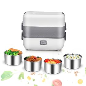 Electric Lunch Box; Food Heater; Portable Food Warmer For Home And Office; Self Heating Lunch Box; Stainless Steel Food Container; Heated Bento Bo (Color: White)