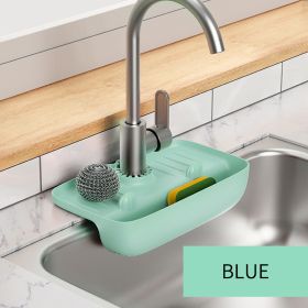 Splash Guard For Sink Faucet; 10.63"x5.51"; Faucet Drain Rack; Super Absorbent Fast Drying Mat Sink Gadgets; Drip Catcher For Kitchen; Drain Stora (Color: Blue)