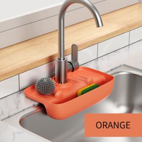 Splash Guard For Sink Faucet; 10.63"x5.51"; Faucet Drain Rack; Super Absorbent Fast Drying Mat Sink Gadgets; Drip Catcher For Kitchen; Drain Stora (Color: orange)