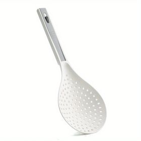 Household Multi-Purpose Large Colander Spoon with Clip Handle (Color: White Gray)