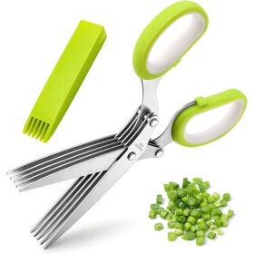 Herb Scissors Set With 5 Blades And Cover-Multipurpose Kitchen Shear (size: One Size)