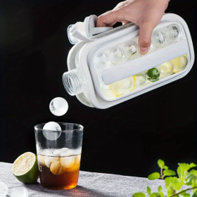 Ice Ball Maker Kettle Kitchen Bar Accessories Gadgets Creative Ice Cube Mold 2 In 1 Multifunctional Container Pot (Color: White)