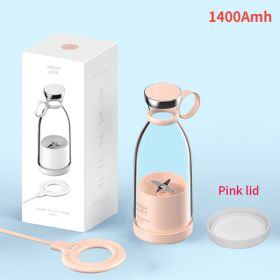 Multifunction Electric Juicer Blender – USB Rechargeable, Portable Fruit Mixer (Color: pink with lid)