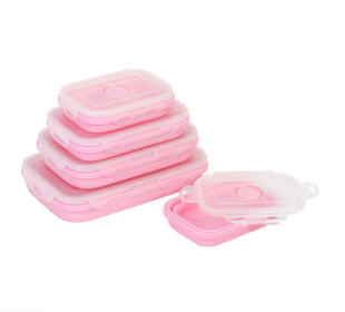 Adjustable Reusable Food Storage Container-Microwavable, BPA-Free (Color: Pink, size: 1200ML)