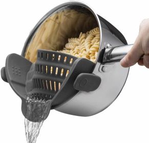 CookStyle Snap & Drain Clip Strainer – Universal Fit for Pots & Pans (Color: Grey)