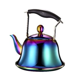 Serenk Traditional Rapid Boil Turkish Tea Pot, Top Tea Kettle, 2 Lids, Extra Strong Forged Thermo-Capsule Bottom, High Quality18/10 Stainless Steel, (Color: colorful)