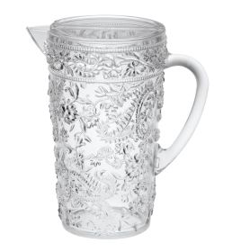 2.5 Quarts Water Pitcher with Lid, Paisley Unbreakable Plastic Pitcher, Drink Pitcher, Juice Pitcher with Spout BPA Free (Color: as Pic)