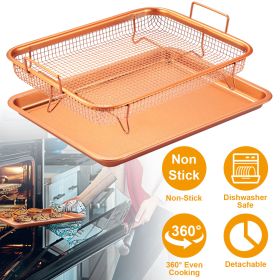 Versatile Non-Stick Cookie Sheet & Crisper Tray Set – Dishwasher Safe (Color: Copper)