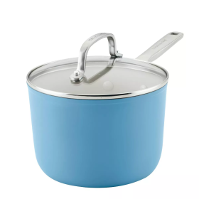 Pistachio Harmony 3qt Nonstick Ceramic Sauce Pan – Crafted for Culinary Joy (Color: Blue Velvet)